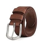 BELTER Mens Belts Leather Work Belt Full Grain Leather Belt Men Cowboy Casual for 34”-54” Waist Black & Brown (46"-48" Waist, Brown)