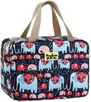 KWLET Toiletry Bag for Women Cosmetic Bag Large Toiletry Bag Navy Rose Toiletry Kit Leakproof Toiletry Bag for Girls Make Up Bag Floral Cosmetic Case (11.8L×5.1W×7.8H, Elephant)