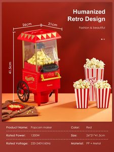 Reemix 1200W Popcorn Maker – Red Hot Air Popper