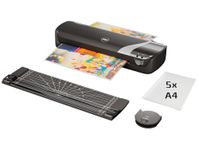 GBC Inspire+ 4 in 1 A4 Laminator, Paper Cutter and Corner Rounder, Includes Starter Kit with Laminating Pouches. for 75 to 125 mic Laminating Pouches, Laminator in Black (4410036)