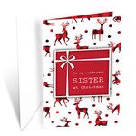 Prime Greetings Christmas Card For Sister, Made in America, Eco-Friendly, Thick Card Stock with Premium Envelope 5in x 7.75in, Packaged in Protective Mailer