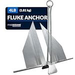 Five Oceans Danforth Style Fluke Anchor, 4 Lb Easy-Release Hot Dipped Galvanized Steel with Slip Ring Shank, for Kayak, Dinghies, Personal Watercraft, Paddleboards, Canoes, Inflatables - FO4622