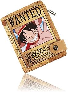 Roffatide Anime One Piece Carteras para Hombres Cartera Corta de dos Pliegues Cartera de Viaje Delgada de Piel Sintética