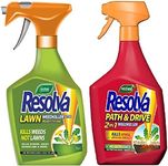 Garden Resolva Weed Killers Bundle - Path and Drive 1L Weedkiller Sprayer & Lawn Weed Killer Extra Strong 1L Ready-to-Use Garden Sprayer for Dandelions, Weed Remover with Topline Card.