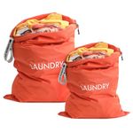 Asnews 2 Pack Laundry Bags, Washable Wet Dry Bag, Travel Laundry Bag Dirty Clothes Organizer, Swimming Yoga Bathing Suit Workout Wet Dry Bag, Orange