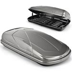 TANGZON Car Roof Box, 400L Waterproof Hard Shell Roof Box with Locking System & Dual Side Opening, Rooftop Cargo Carrier for Luggage, Bags and Camping Gear, Fits Most Cars, Grey