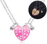 2PCS Unique BFF Magnetic Necklaces with Luminous, Best Friends Heart Pendant Chain Necklaces, Glowing Necklace Friendship Jewelry Gifts for Girls Friends Sisters Mother