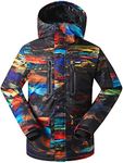 Men's Ski Jacket Snow Coat Waterproof Snowboard Jacket Windproof Insulated Snow Jacket Hooded Warm,Black Orange M