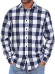 COOFANDY Flannel Shirts for Men Long Sleeve Button Up Shirt Big and Tall with Pocket Untucked Shirts for Men, Navy Buffalo Plaid, 4X-Large