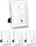 QWORK® 2 Pack A4 Glass Photo Frame Certificate Frame Freestanding or Wall Mounting for Displaying Family Photos Pictures Certificates and more (Silver)