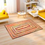 Kuber Industries 3x5 Feet Anti-Skid Satranji Jute Rug & Carpet for Home & Bedroom | Aesthetic Non-Slip Floor Rugs for Living Room | Yellow