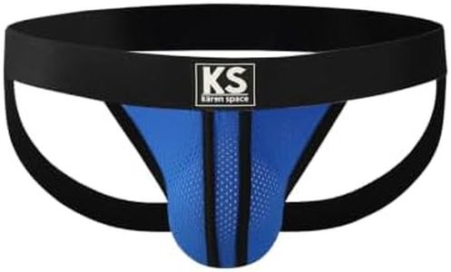 KAREN SPACE Jock Straps Breathable Sexy Mesh Athletic Supporters T-Back Sport Jockstrap Underwear, 1825SD-Blue, XL