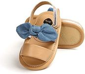 COSANKIM Infant Baby Girls Summer Sandals with Flower Soft Sole Newborn Toddler First Walker Crib Dress Shoes（12-18 Months Toddler, 10 Jeans）