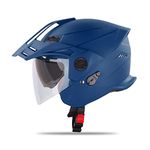 Steelbird SBH-23 GT Plus Open Face ISI Certified Helmet with Inner Sun Shield (Large 600 MM, Dashing Blue) Motorcycling