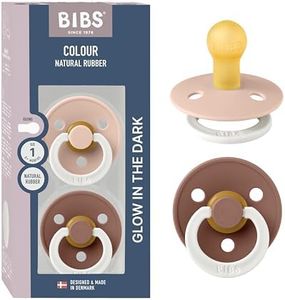 Bibs Colour Night Teat Pack of 2. BPA Free, Round Teat, Natural Rubber Latex, Made in Denmark, Size 1 (0-6 Months), Blush Glow/Woodchuck Glow
