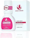 MAGIC ARMOR Nail Glue for Acrylic Nails,Brush on Nail Glue for Broken Nails Professional Quick & Strong False Nail Tip Glue,Super Adhesive Nail Bond,Nail Glue Bulk Press on Fake Nails(15ML/0.5OZ)