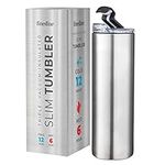 Insulated Skinny Stainless Steel Tumbler - 18oz Coffee Tumbler with Flip Top Lid - Travel Coffee Mug 100% Leak-Proof Lids - Slim Vacuum Insulated Tumblers Keeps Hot and Cold - Great for Home, Office.