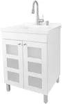 White Utility Sink in White Vanity,