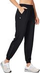 Willit Women's Athletic Joggers Pants Running Workout Quick Dry Pants Lightweight with Zipper Pockets Black M