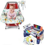 PILLANI Dino Travel Bundle: Kids Car Tray & Grocery Cart Cover