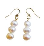 Cultured Freshwater Pearl 14kt Gold Filled Drop Dangle Earrings - Birthday Gift - Christmas Gift Idea - Handmade Jewellery Gift Ideas for Women and Ladies (white)