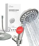 LOKBY High Pressure 6-Settings Shower Head with Handheld - 5'' Powerful Detachable Shower Head Set for Low Water Pressure - 59'' Stainless Steel Hose - Tool-Less 1-Min Installation - Nickel