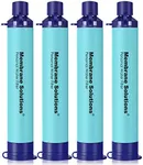 Membrane Solutions Water Filter Straw, 0.1 Micron Personal Water Filter Survival Portable Gear, Water Filtration System for Camping, Hiking, Travel, Emergency Preparedness, Lightweight, 4 Pack