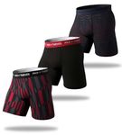 Pair of Thieves Super Fit Men’s Long Boxer Briefs 3 Pack, Black/Red, Large