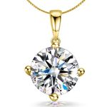 HighSpark Women 925 Silver Solitaire Pendant With Chain In Gold Finish | 92.5 Sterling Silver & Diamond Like Brilliance Sparkling Zirconia For That Stunning Shine | Lovely Gift - Gold 8Mm