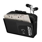 Reshow Cassette Tape Player Portable, Built-in Microphone & Speaker, USB C Cassette to MP3 Converter, Reverse Recording to Tape, Microcassette cassette player Recorder with Earphone(Black)