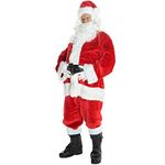 Mens Deluxe Santa Claus Costume Father Christmas Suit For Men Festive Outfit, Deluxe, PLUS (46-48 Inch /117-122 cm Chest)