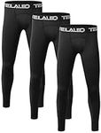 TELALEO 3 Pack Boys’ Youth Compression Leggings Pants Tights Athletic Base Layer-3Black-XS