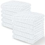 Baby Washcloths, Muslin Cotton Baby Towels, Large 10”x10” Wash Cloths Soft on Sensitive Skin, Absorbent for Boys & Girls, Newborn Baby & Toddlers Essentials Shower Registry Gift (White, Pack of 10)