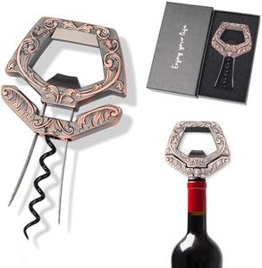 KERHAND 3 in 1 Ah So Two Prong Wine Opener & Cork Remover,It Can Remove The Older and Fragile Wine Corks so Easy for Connoisseurs to Uncork(Copper)