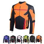 AirTrek Men Mesh Motorcycle Touring Waterproof Rain Armor Biker Jacket Orange S