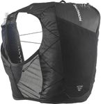 Salomon Active Skin 12 Unisex Running Vest Hiking Trail With Flasks Included, 12L, Easy Hydration, Precision Fit, and Optimized Storage, Black, L