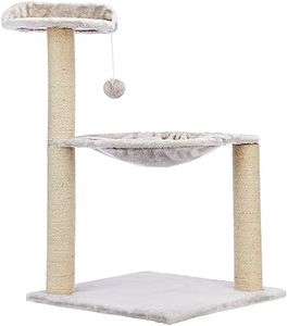 Amazon Basics Cat Tree with Hanging Ball & Scratching Posts for Indoor Cats & Kittens | Cat Tower | Climbing, Scratching | 49 x 49 x 131 cm | Beige