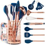 STYLED SETTINGS Navy & Rose Gold Silicone Set with Holder, Blue & Copper