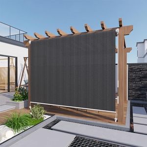 LOVE STORY Patio Shades Roll Up Outdoor Cordless Roller Shade 6'(W)*6'(H) for Patio Porch Gazebo Balcony Deck Backyard,Grey