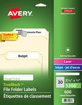 Avery Filing Labels with TrueBlock Technology for Laser and Inkjet Printers, 2/3" x 3-7/16", White, File Tabs Labels, Folder Labels, Rectangle, 600 Labels, Permanent (5366) Made in Canada