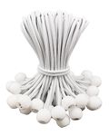 Tarpaulin Bungee Balls 6 Inch - 50 Piece Bungee Cord with Balls, Small Bungee Cords Heavy Duty, Elastic Bungee Straps Short, Tie-Down, Adjustable Flag Bungees (White)