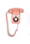 GPO 746 Wall-Mounted Push-Button Retro landline Phone - Curly Cord, Authentic Bell Ring (Pink)