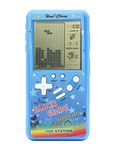 HLF Retro Block Game Console Brick Game Console with Color Shell and Large Screen Powered by 2 AA Batteries Build 23 Games and with a Small Body (Blue)