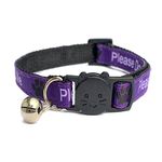 ZACAL Cat Collars with Bell | Worded Cat Collars – Please Do Not Feed Me/I Am Microchipped | Safe Quick Release Breakaway Buckle Cat Collars (Purple, Please Do Not Feed Me)