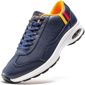 UOFEIY Men's Golf Shoes Spikeless Professional Air Cushion Golf Shoes Casual Walking Travel Breathable Sneakers Navy Blue 12