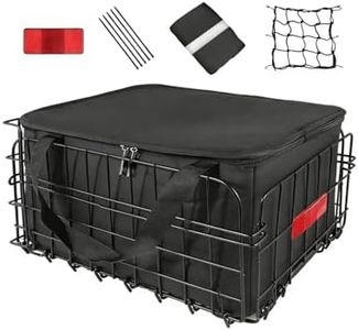 Bike Basket Rear, Folding Bicycle Basket with Removable Waterproof Liner Bag, Rear Bike Cargo Rack, Bike Accessories Frame Basket for Adult Women Men Carrying Dogs,Pet,Grocery,Quick Release Design