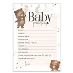 Bear Theme Baby Shower Games - Pack of 20 Cute Bear Baby Prediction Cards Boy Girl Baby Shower, Gender Reveal, Gender Neutral Design (BS-BEAR-P)