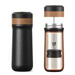 HAILASRE Portable French Press Coffee Maker Travel French Coffee Maker Stainless Steel Coffee Mug 12 oz Great for Camping and Traveling