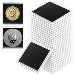 SEUNMUK 40 Pcs 2 × 2 Inch Clear Coin Snap Holder, Acrylic Silver Dollar Display Case with Adjustable Black Gasket, Square Coin Cases for Coin Collectors Collection Supplies