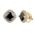 Yoursfs Square CZ Clip on Earrings For Women Gold Bridal Sparkly non Pierced Earrings Black Crystal Clip on Earrings for Jewelry